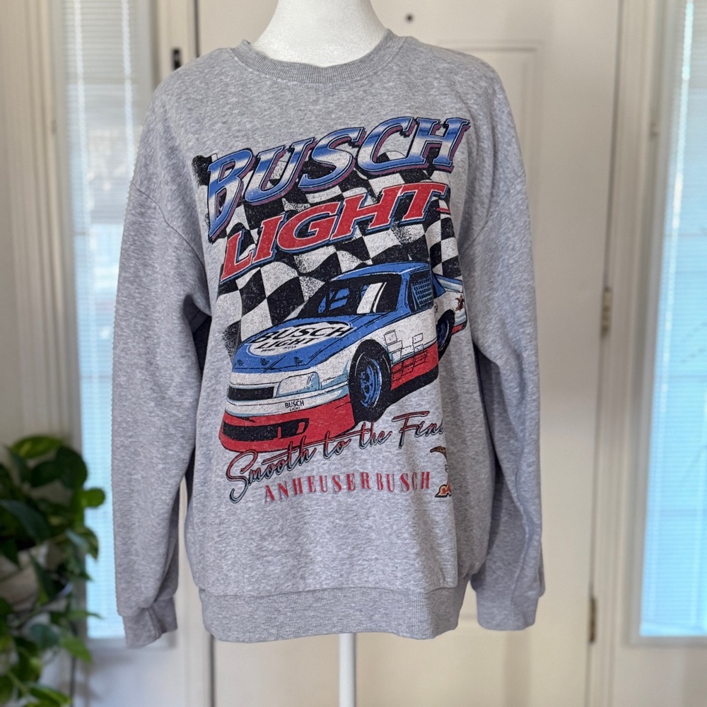 Busch Light Gray Graphic Crewneck Sweatshirt